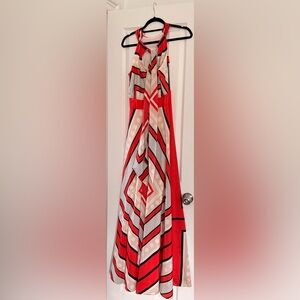 Eliza J Red and Beige Dress